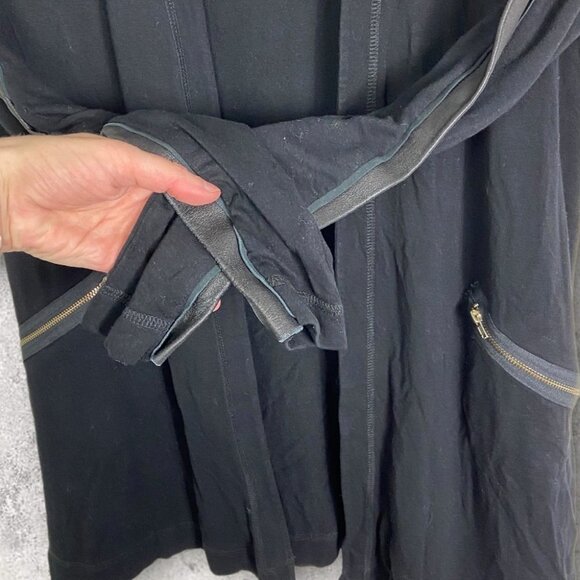 Michael Stars‎ Leather Sleeve Zipper Pocket Cardigan Sweater Shacket Size Medium - Picture 6 of 12